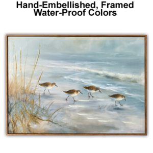 31 1/2 x 23 1/2 Inches Framed Sandpiper Hand-Embellished Giclee Canvas Print