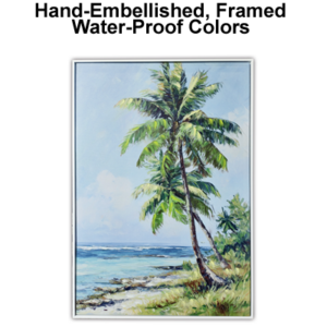35 1/4 x 23 3/4 Inches Assortment Of Three Framed Hand-Embellished Giclee Canvas Print with Palm Trees