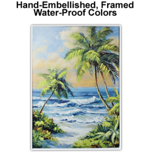 35 1/4 x 23 3/4 Inches Assortment Of Two Framed Hand-Embellished Giclee Canvas Print with Palms and Sunset