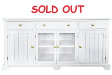 70 Inches Wide White Cabinet with Doors and Drawers