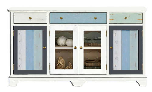 70 Inches Wide Rustic Cabinet with Doors and Drawers