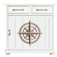 31 1/2 x 15 3/4 x 30 3/4 Inches White Compass Rose Cabinet
