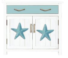 31 1/2 x 15 3/4 x 30 3/4 Inches Aqua Starfish Cabinet