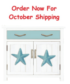 31 1/2 x 15 3/4 x 30 3/4 Inches Aqua Starfish Cabinet