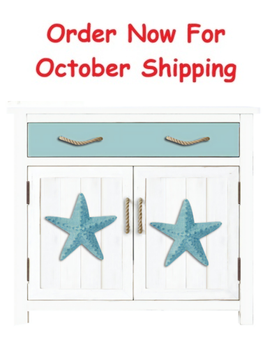 31 1/2 x 15 3/4 x 30 3/4 Inches Aqua Starfish Cabinet