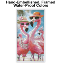 31 1/2 x 15 3/4 Inch Assortment Of Two Framed Flamingo Hand-Embellished Giclee Canvas Print