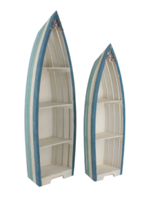 Set of 2 Tall Wooden Boat Shelves