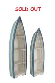 Big Boat 61" High x 19" Wide and Small Boat 50 1/2" x 15" Wide Set of 2 Tall Wooden Boat Shelves