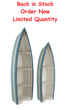 Big Boat 61" High x 19" Wide and Small Boat 50 1/2" x 15" Wide Set of 2 Tall Wooden Boat Shelves