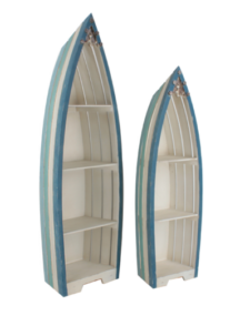 Big Boat 61" High x 19" Wide and Small Boat 50 1/2" x 15" Wide Set of 2 Tall Wooden Boat Shelves