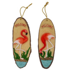 15 Inches High Assorted Welcome Flamingo Plaque