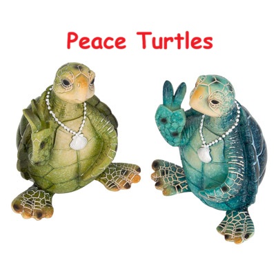 4 3/4 Inches High Assorted Peace Sign Turtle