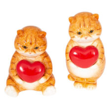 4 1/2 & 3 3/4 Inches High Assorted Cat Holding Heart