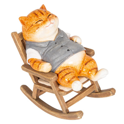 5 1/4 Inches High Cat in Rocking Chair - Image 2