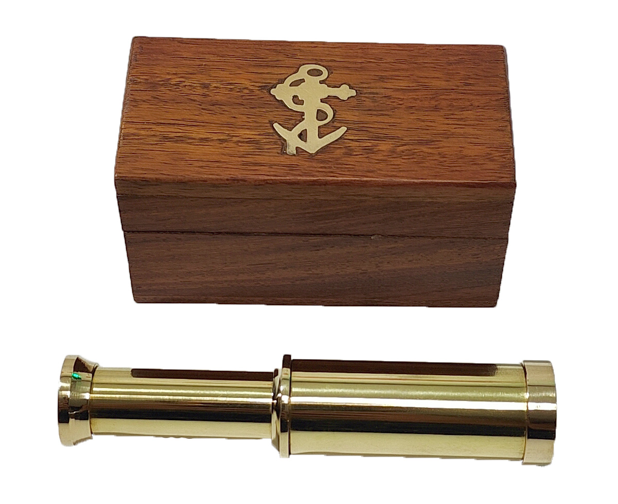 Brass Telescope in Wooden Box