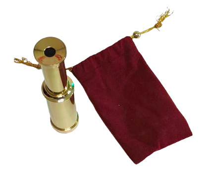Brass Telescope in Velveteen Pouch - Image 3