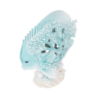 8 Inches High Aqua Coral-Look Fish on Base - Image 3