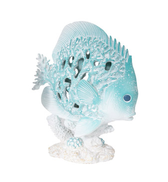 8 Inches High Aqua Coral-Look Fish on Base - Image 2