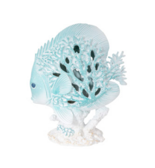 8 Inches High Aqua Coral-Look Fish on Base