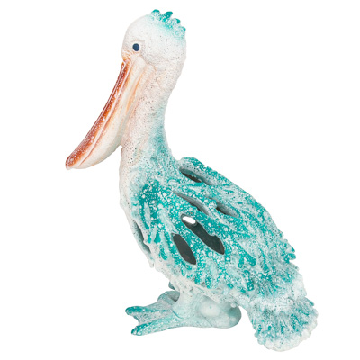 10 1/4 Inch High Coral Look Pelican Figurine - Image 2