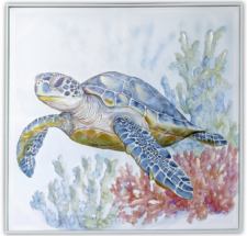 39 1/2 x 39 1/2 Inch Assortment Of Two Framed Turtle Hand-Embellished Giclee Canvas Print