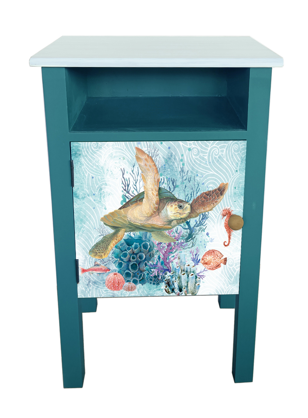 25 1/2 Inches High x 15 3/4 Inches Wide Turtle Door Aqua Cabinet