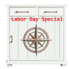32 x 16 x 31 Inches White Compass Rose Cabinet