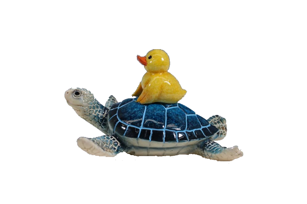 5 1/2 Inches Long Blue Turtle with Yellow Duck