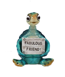 4 1/4 Inches High Big-Eyed Blue Turtle With Message