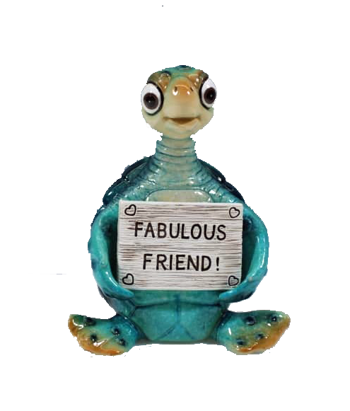 4 1/4 Inches High Big-Eyed Blue Turtle With Message
