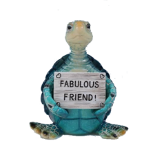 4 1/4 Inches High Blue Turtle With Message