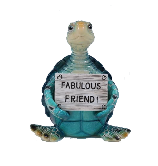 4 1/4 Inches High Blue Turtle With Message