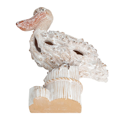 10 1/2 Inches High Coral Look Wall Pelican on Post - Image 2