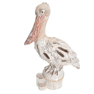 10 1/2 Inches High Coral Look Wall Pelican on Post - Image 5