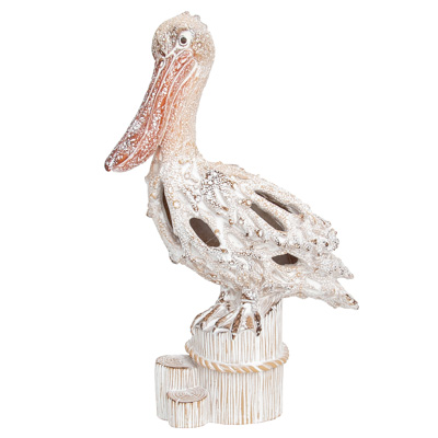 10 1/2 Inches High Coral Look Wall Pelican on Post - Image 6
