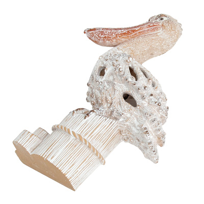10 1/2 Inches High Coral Look Wall Pelican on Post - Image 4