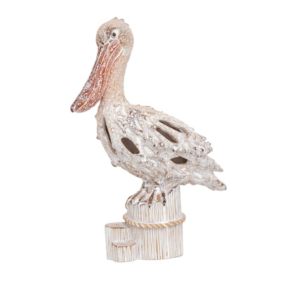 10 1/2 Inches High Coral Look Wall Pelican on Post - Image 3
