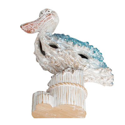 10 1/2 Inches High Coral Look Wall Pelican on Post - Image 2