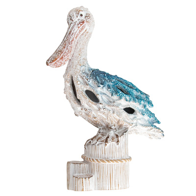 10 1/2 Inches High Coral Look Wall Pelican on Post - Image 3