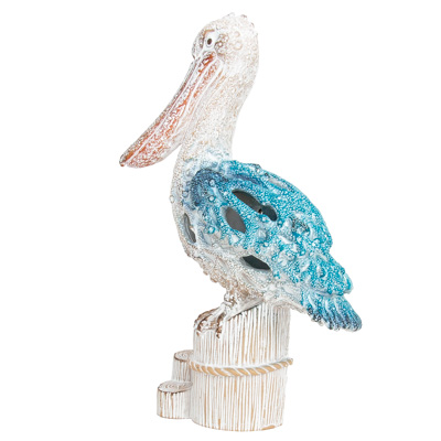 10 1/2 Inches High Coral Look Wall Pelican on Post