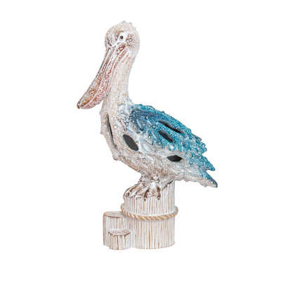 10 1/2 Inches High Coral Look Wall Pelican on Post - Image 4