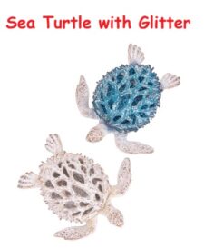 4 1/4 Inches Long Assorted Coral Look Sea Turtle With Glitter