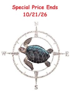 42 1/2 inches Diameter Metal Wall Turtle Compass Rose