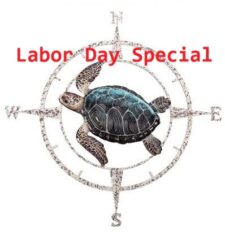 42 1/2 inches Diameter Metal Wall Turtle Compass Rose