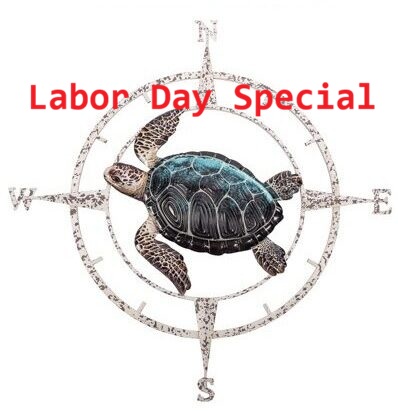 42 1/2 inches Diameter Metal Wall Turtle Compass Rose