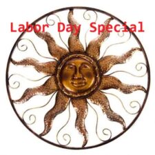 25" Wide Metal Sun Face in Ring