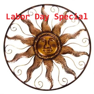 25" Wide Metal Sun Face in Ring