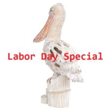 10 1/2 Inches High Coral Look Wall or Tabletop Pelican on Post