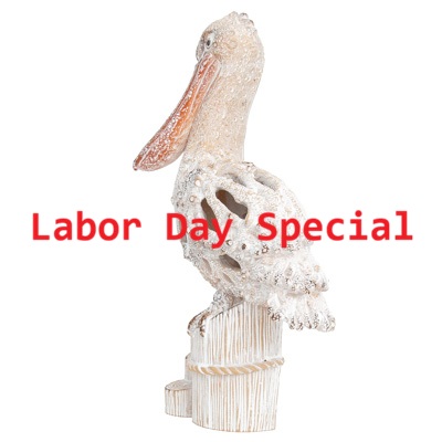 10 1/2 Inches High Coral Look Wall or Tabletop Pelican on Post