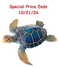 15 3/4 Inches Long Navy Blue Polystone Turtle Figurine